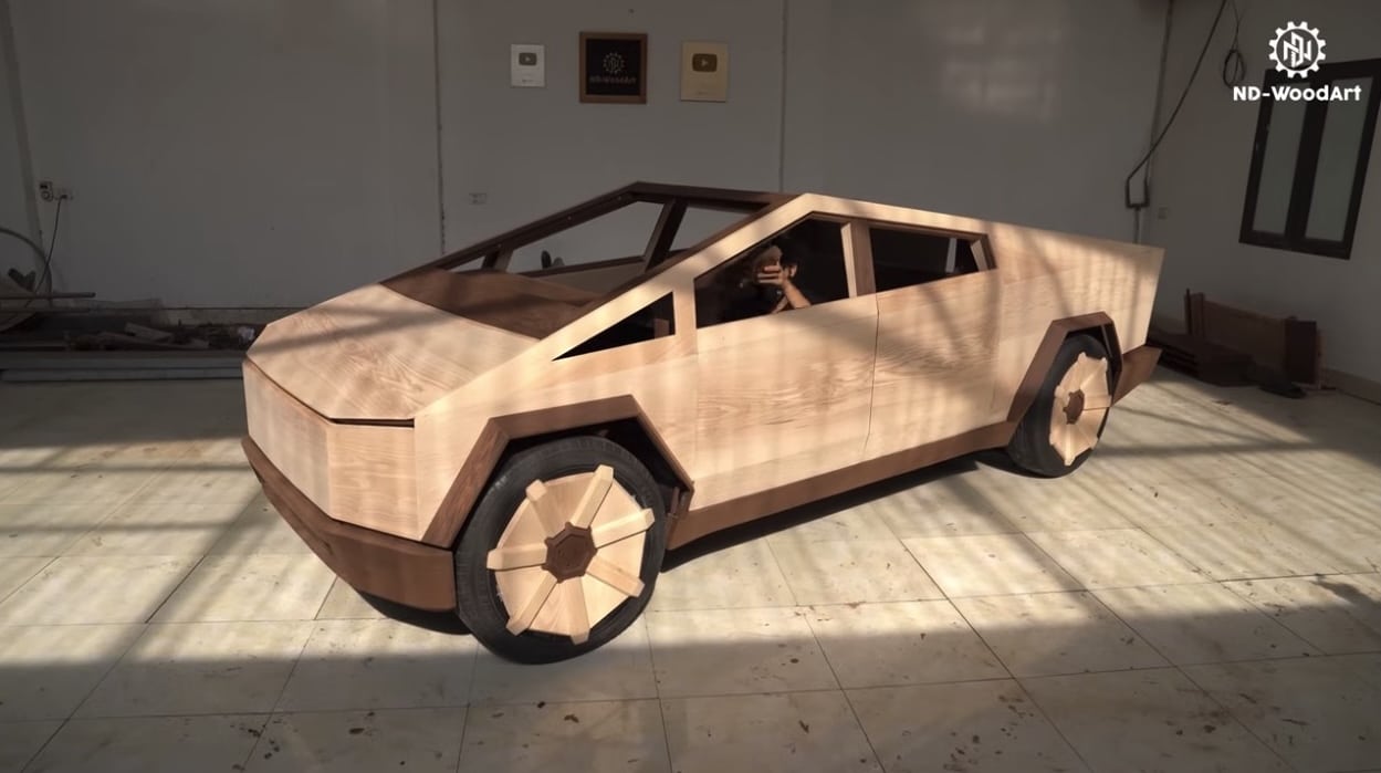 Unveiling the Craftsmanship The Wooden Tesla Cybertruck Replica