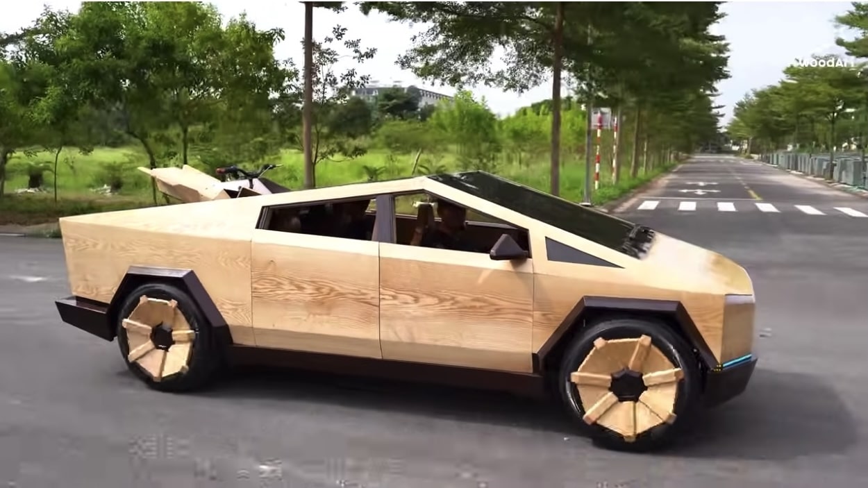 Unveiling the Craftsmanship The Wooden Tesla Cybertruck Replica