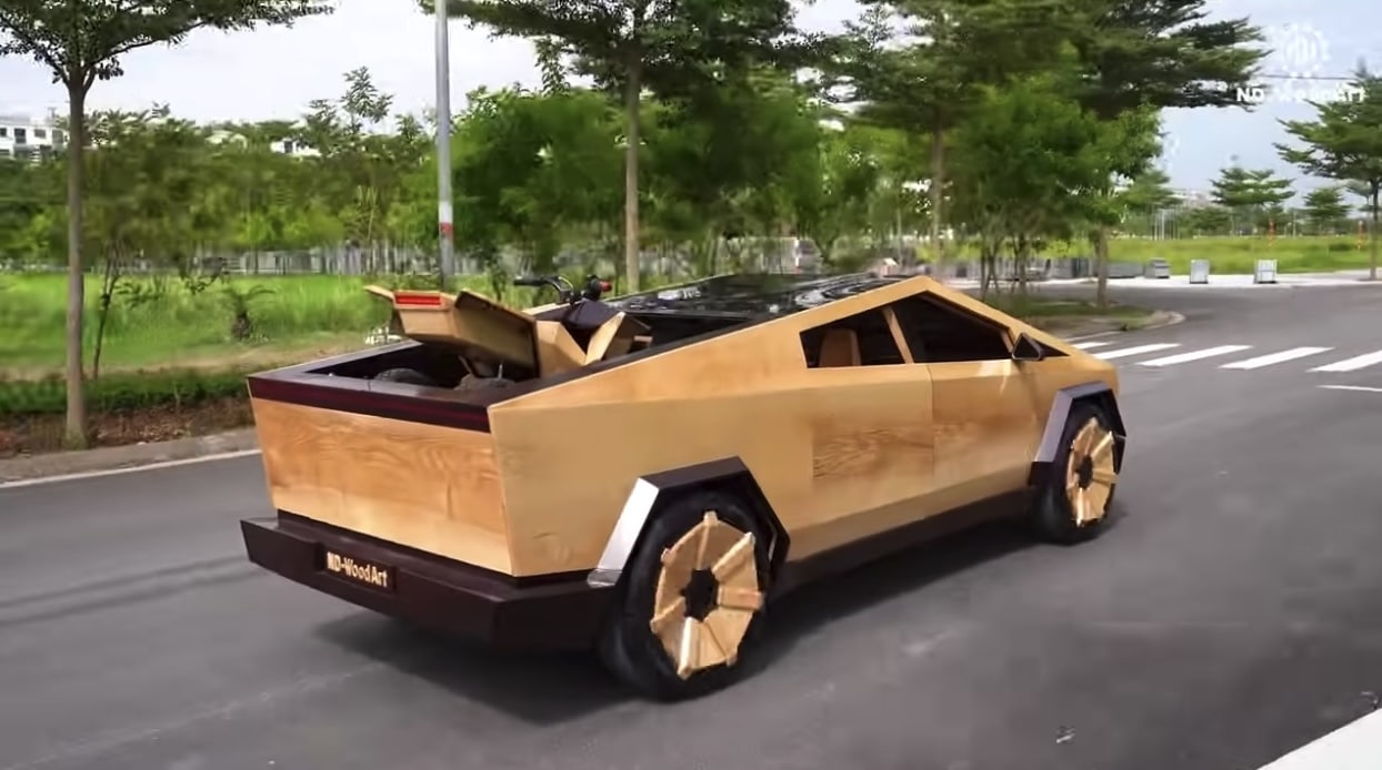 Unveiling the Craftsmanship The Wooden Tesla Cybertruck Replica