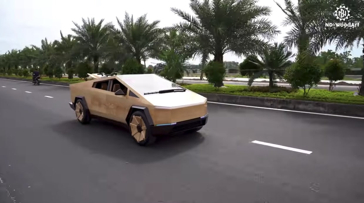 Unveiling the Craftsmanship The Wooden Tesla Cybertruck Replica