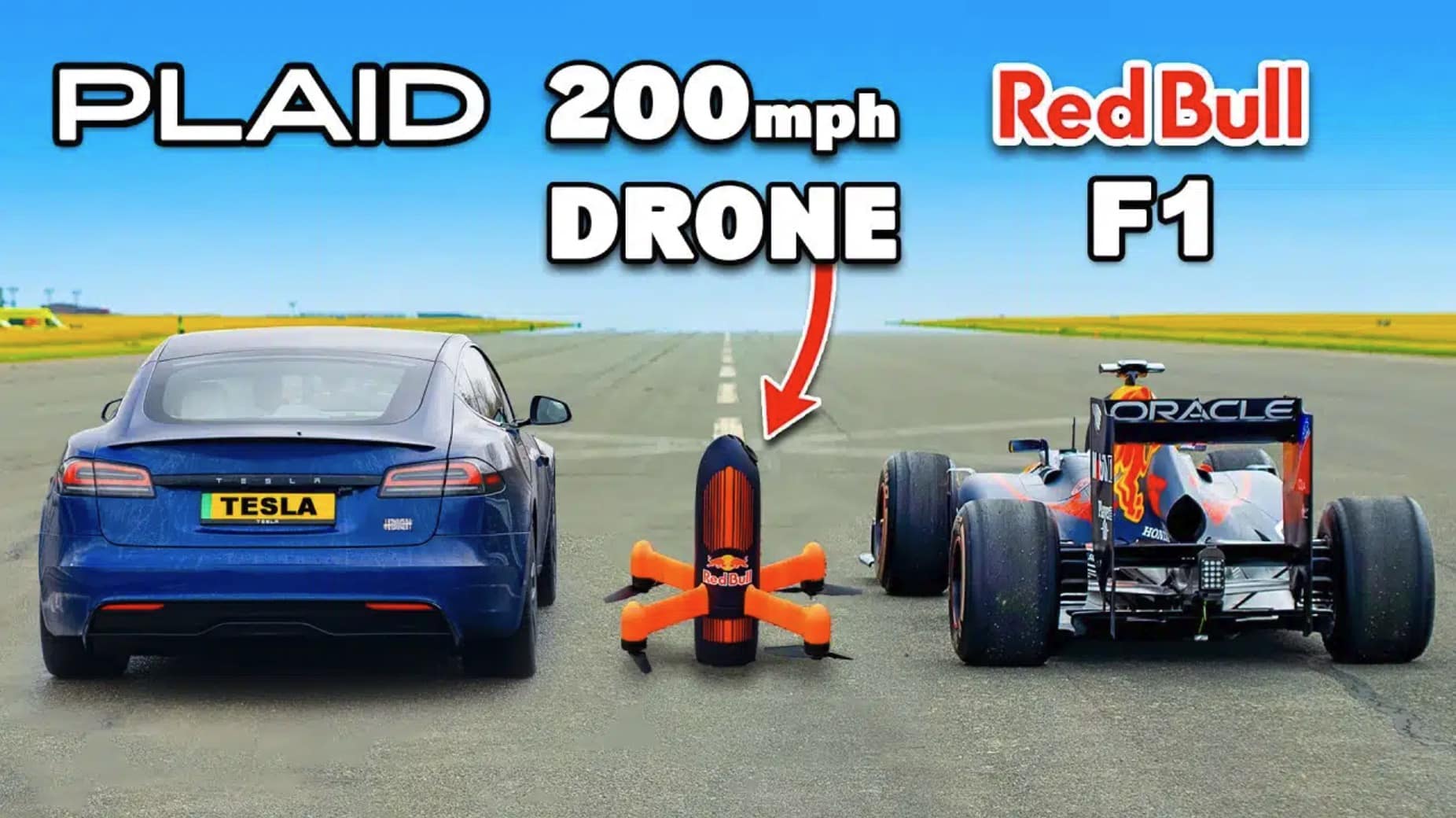 Tesla Model S Plaid Takes on the Ultimate Electric Challenger: The World's Fastest Camera Drone