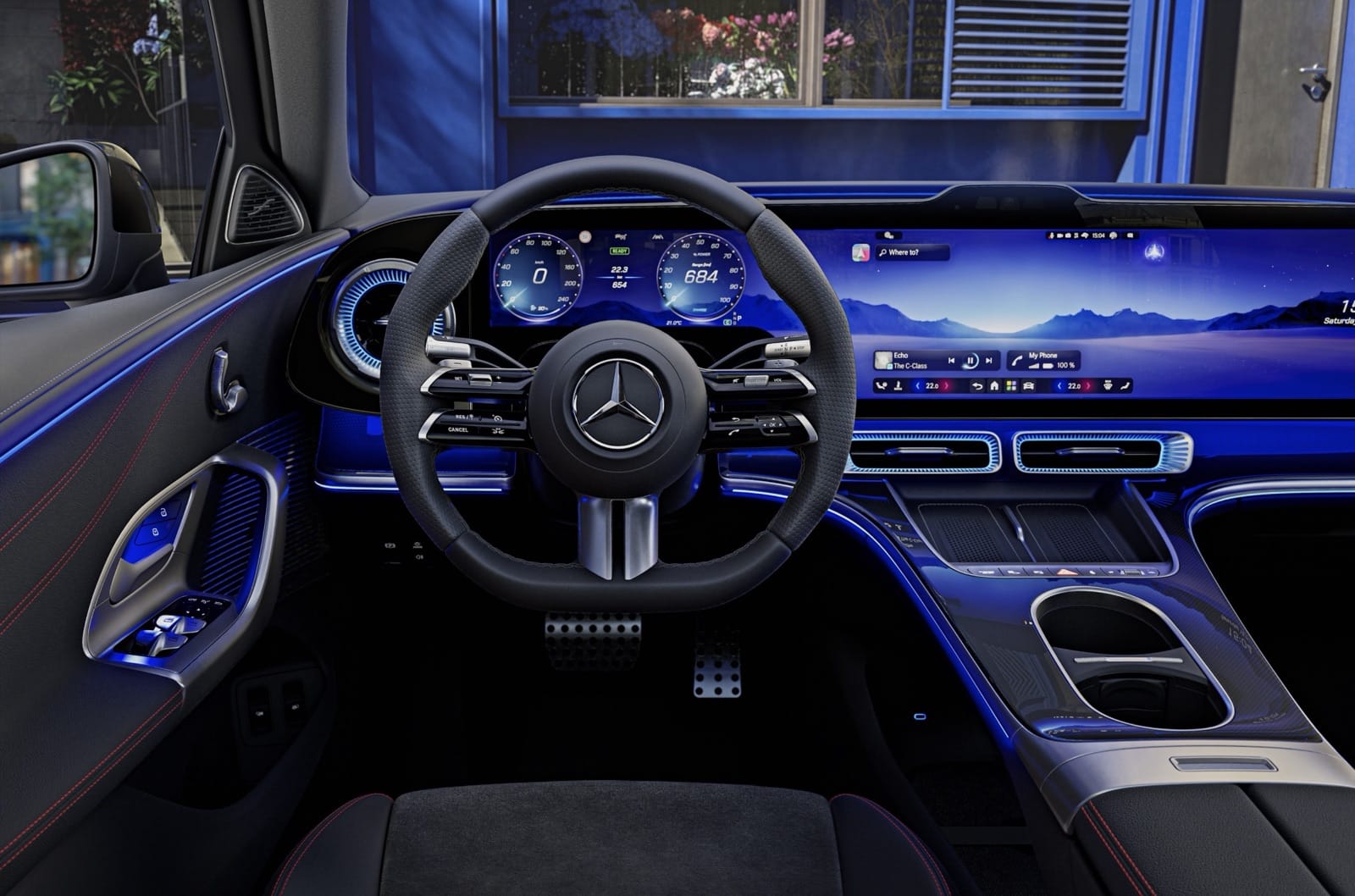Mercedes C-Class EQ Interior Teaser: Pillar-to-Pillar Hyperscreen, Heat Pump, and 50% Less Cabin Heating Energy